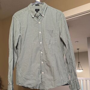 J. Crew Men's Green Checkered Button-Down Shirt